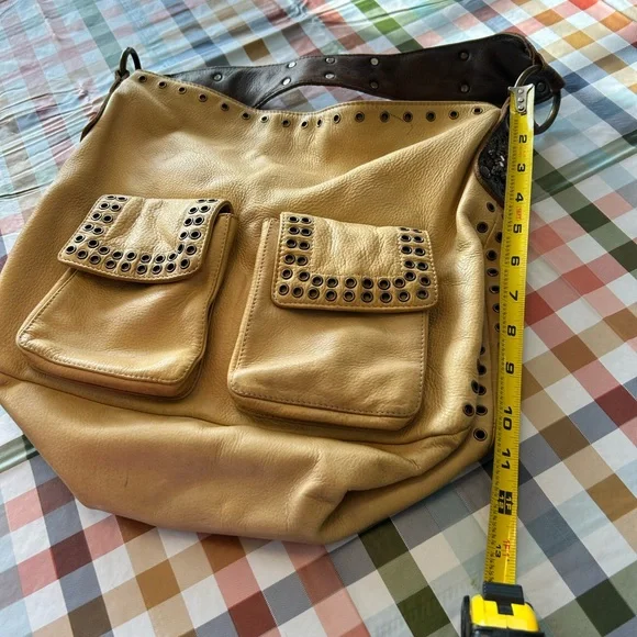 Betsey Johnson Beige Hobo Bag with Black Studs - Picture 8 of 8